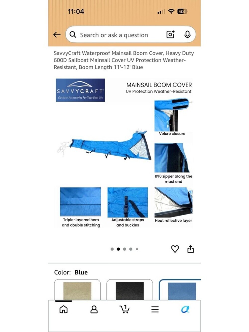 Shinetec Waterproof Mainsail Boom Cover - Picture 2 of 6